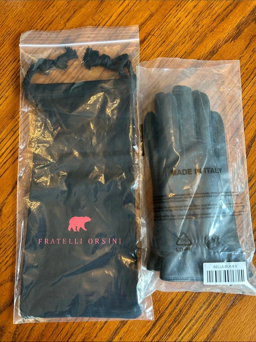 Fratelli Orsini Black Lambskin Leather Gloves - Made in Italy 8.5
